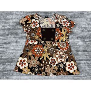 Bay Studio Career Top Womens Large Multicolor Floral‎ Square Neck Button Casual